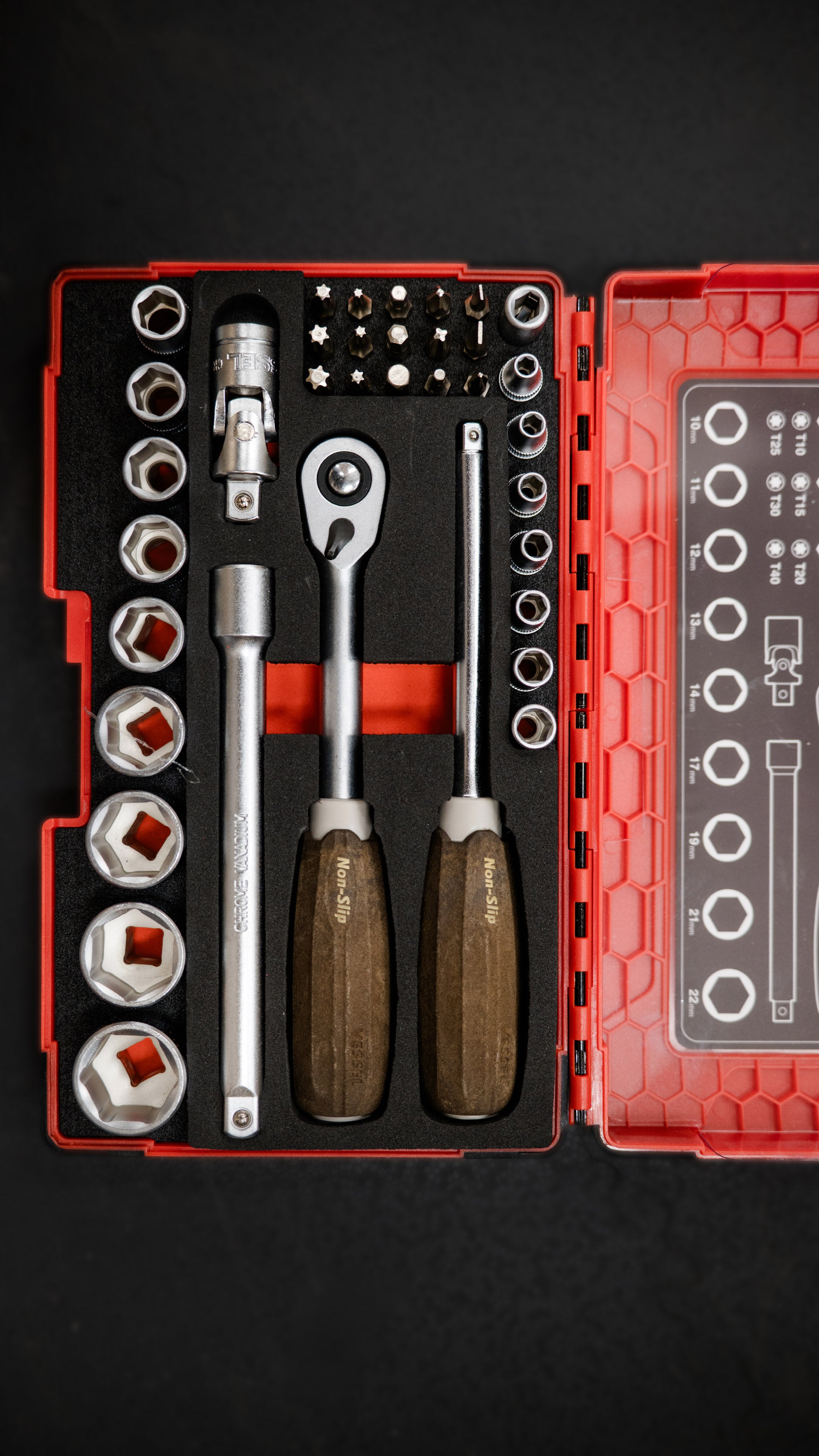 VESSEL Wood-Compo Ratschen- und Bit-Set 1/4